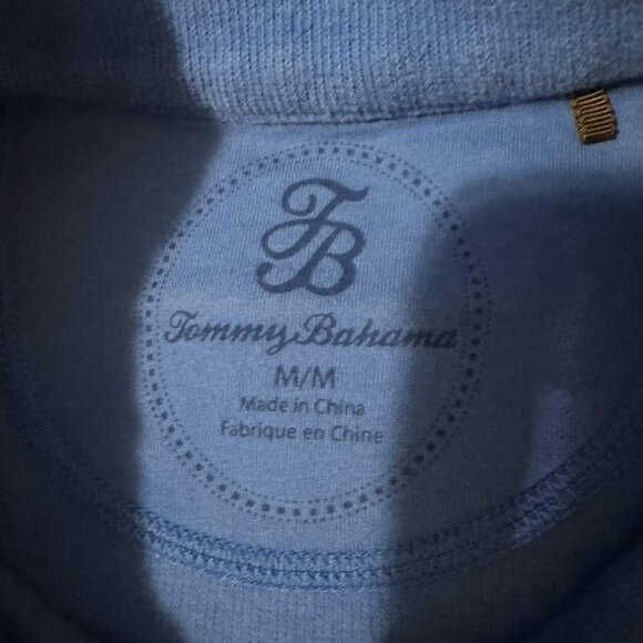 Tommy Bahama Sweater Womens Medium Blue Quarter Zip Pullover Stretch Marlin Logo - Picture 4 of 9